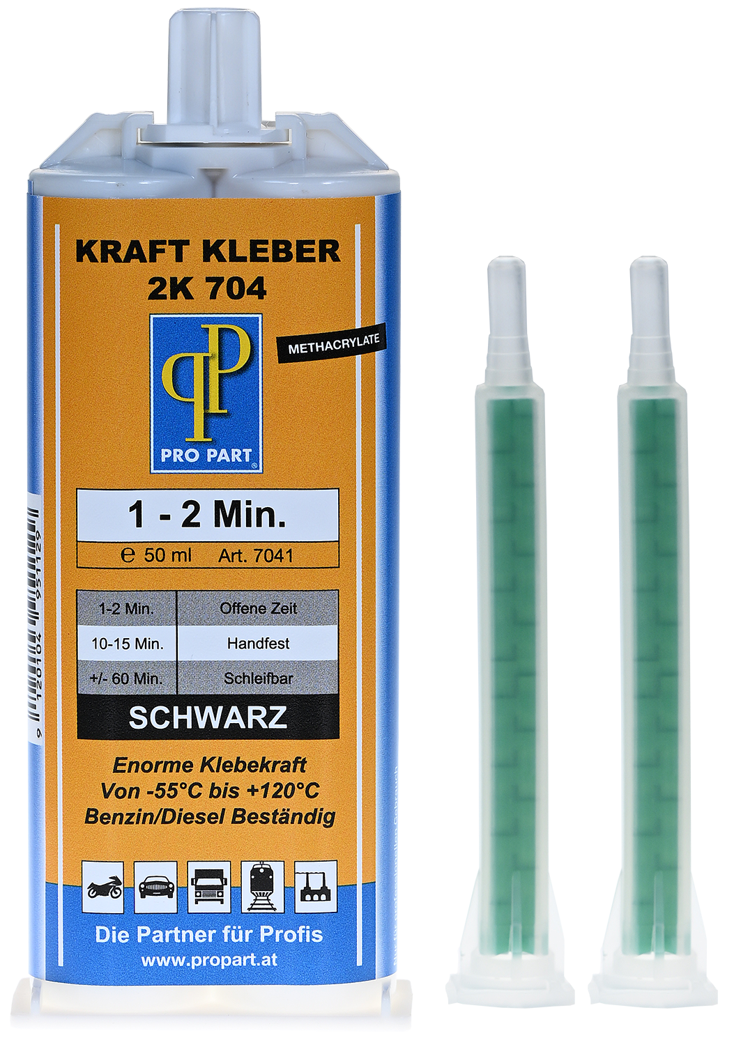 2K-Kraftkleber Schwarz inkl. 2 Stk. Mischdüsen