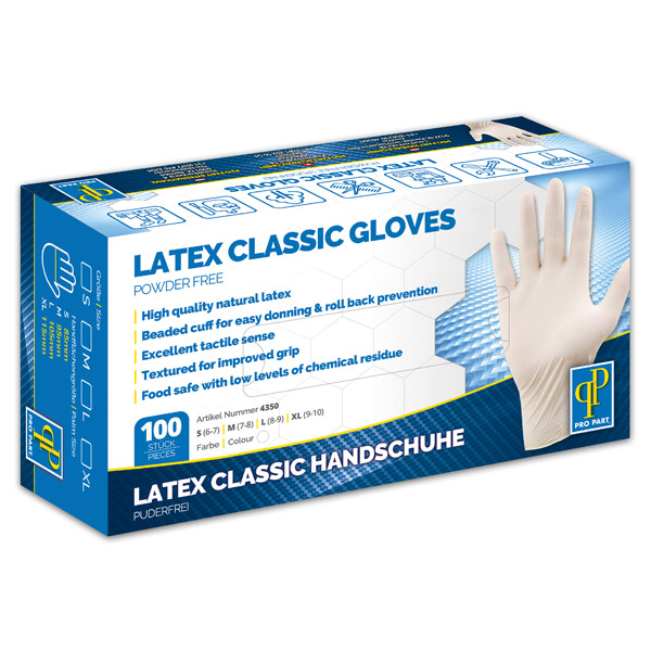 Handschuhe Latex "Classic" Puderfrei Gr.: M  (100 Stk.)