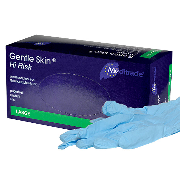 Handschuhe Latex Long Blau "High Risk" Gr. L  (50 Stk.)